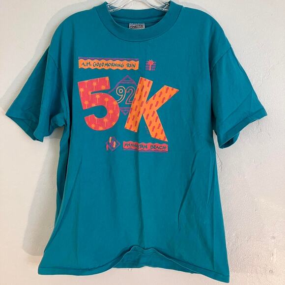 Vintage 90s Oneida 1992 Manhattan Beach 5k T-shirt‎ - Picture 1 of 5